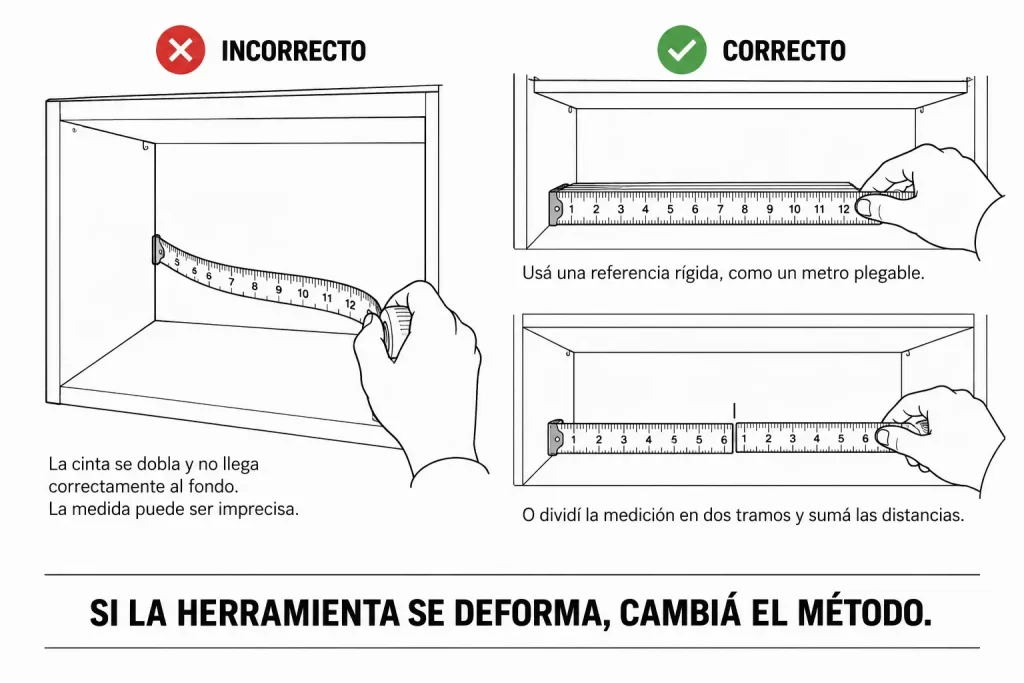 ¿Cómo medir muebles y rincones incómodos cuando la cinta se dobla o no entra? 1 medir espacios difíciles
